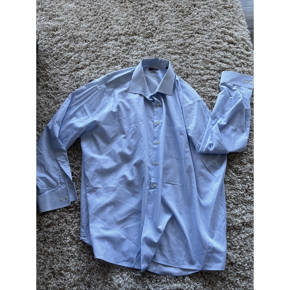 Mens Van‎ Heusen Regular Fit Blue Button Up Long Sleeve Shirt Size 34/35